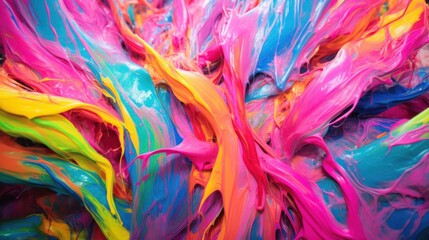 a close up of a colorful paint