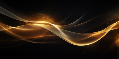 a gold and white waves on a black background