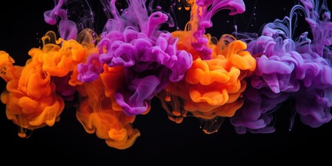 Fototapeta premium orange and purple ink in water