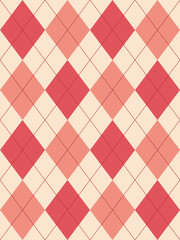 Argyle pattern. Coral. Seamless geometric background for clothing, wrapping paper.