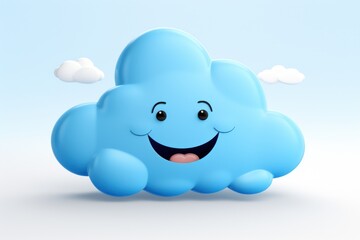a cartoon blue cloud with a smiling face