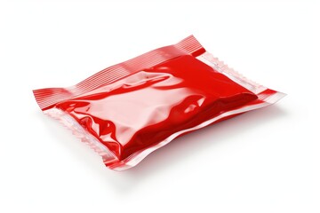 a red packet of ketchup
