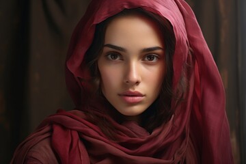 a woman with a red scarf - Powered by Adobe