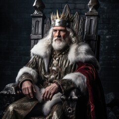 a man in a garment sitting on a throne