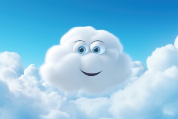 a cartoon cloud with a face and eyes