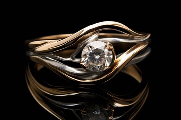 a gold and silver ring with a diamond