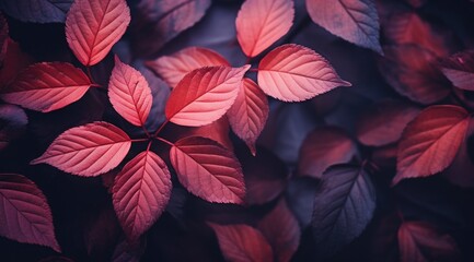a close up of red leaves