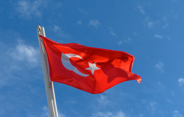 Turkey flag against the spring sky 14