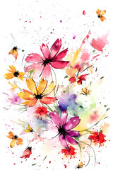 Obraz na płótnie Canvas Watercolor floral illustration invitation design on white background. Generative ai