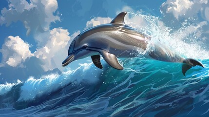 Obraz premium Sleek dolphin illustration generative ai