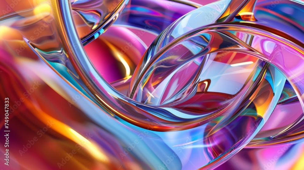 Poster this image captures a detailed close-up of intertwining glass loops with a glossy finish, showcasing