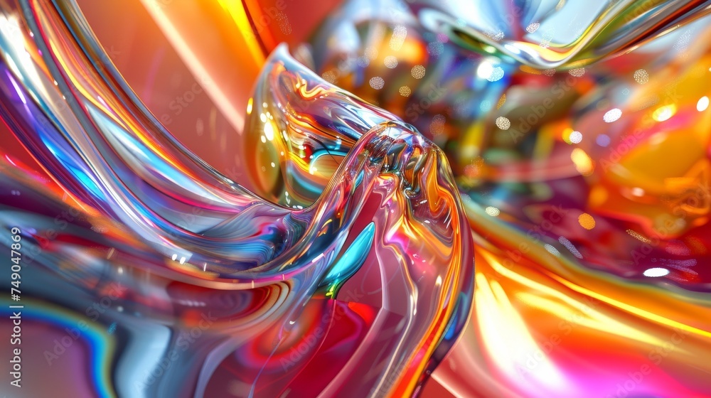 Aufkleber a vibrant and dynamic image showcasing fluid abstract forms that resemble liquid in motion, with a m