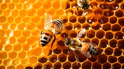 Fotobehang Golden honeycomb close-up © ma