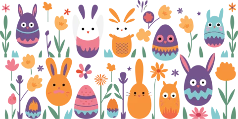 Fotobehang design of Easter Vector card Illustration egg rabbit happy cute holiday easer decoration card poster Easter © Design Your Story