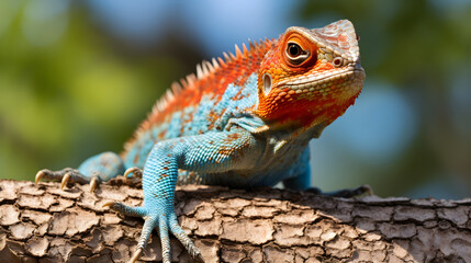 Visually Striking Depiction of a Vibrantly Colored Agama Lizard Amidst its Natural Habitat © Herbert