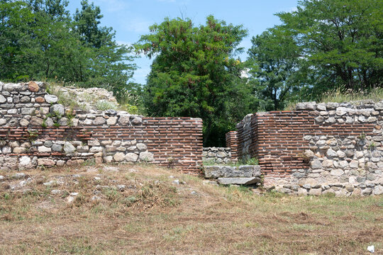 Ruins of Roman fortifications at town of Hisarya, Bulgaria