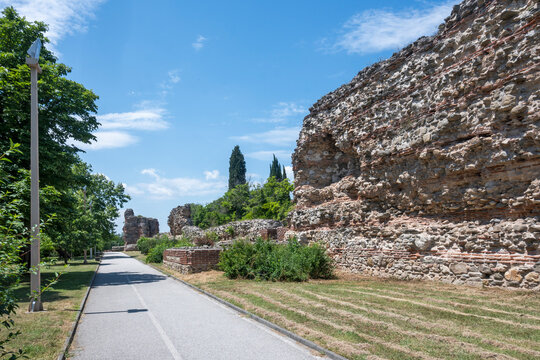 Ruins of Roman fortifications at town of Hisarya, Bulgaria
