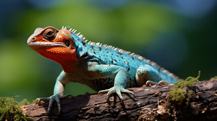 Visually Striking Depiction of a Vibrantly Colored Agama Lizard Amidst its Natural Habitat
