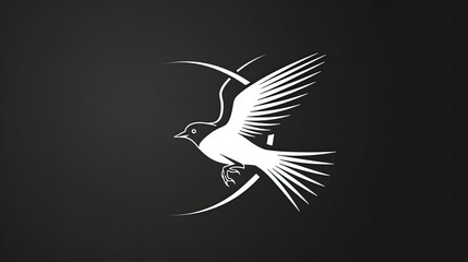 line art logo of a bird on black background