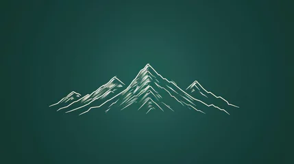 Fototapete Berge mountain logo design template on dark green background 