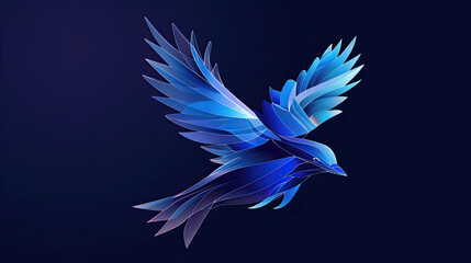 Fototapeta na wymiar Flying Wings Bird Logo abstract design , natural print, poster or logo design template - spring illustration - bird on navy blue background