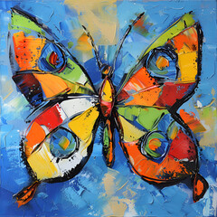 butterfly flying over vibrant natures colorful patterns Abstract Art Background Wallpaper.