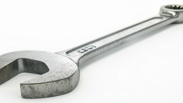 Wrench Resting on White Background