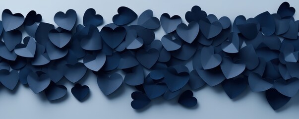 Navy Blue heart isolated on background, flat lay, vecor illustration 
