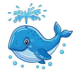 Cute sea whale animal swimming under water, big blue fish cartoon character icon. Ocean underwater life. Funny marine undersea wild creature. Adorable kid aquatic mammal. Children baby shower. Vector © Alla Koala