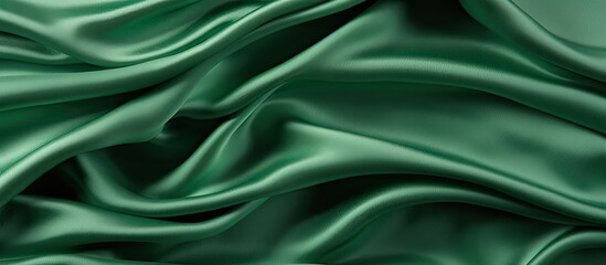 Fototapeta premium A detailed view of green satin fabric, showcasing its unique corrugated texture and glossy finish. The fabric is ideal for various projects requiring a touch of elegance and luxury.