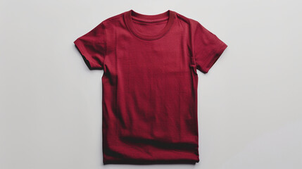Maroon Blank T-shirt for Mockup Isolated on White,  maroon or red t shirt for designs or prints , ai generative, tshirt for design mockups