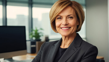 beautiful happy  adult businesswoman in the office