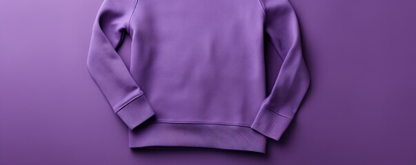 Purple blank sweater without folds flat lay isolated on gray modern seamless background 