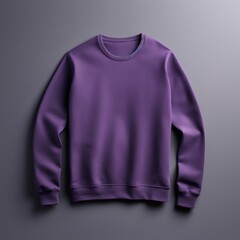 Purple blank sweater without folds flat lay isolated on gray modern seamless background 