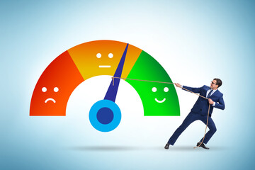 Satisfaction meter in customer opinion concept