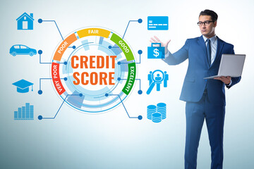 Fototapeta na wymiar Businessman in credit score concept