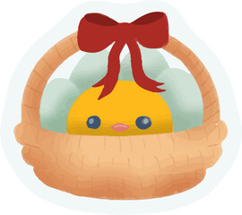 easter egg with a bow in the basket