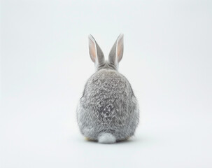 close up of a rabbit photographed from behind.Minimal creative Easter nature concept.Copy space,top view.Generative AI