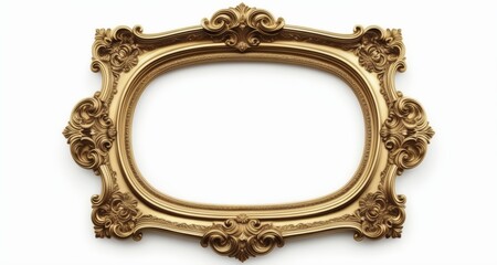  Elegant gold-framed mirror, perfect for a luxurious interior - obrazy, fototapety, plakaty