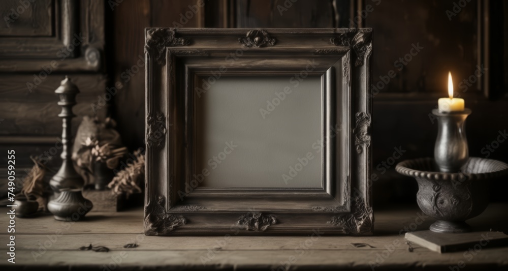 Sticker  Awaiting Art - An empty frame, a blank canvas, a story yet to unfold