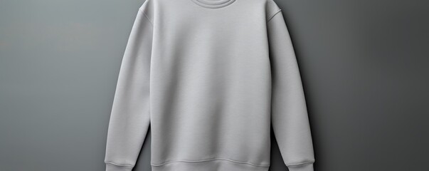 Silver blank sweater without folds flat lay isolated on gray modern seamless background 
