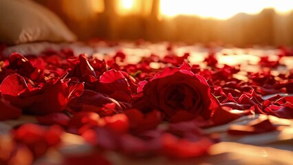 Red Roses Scattered on the Ground