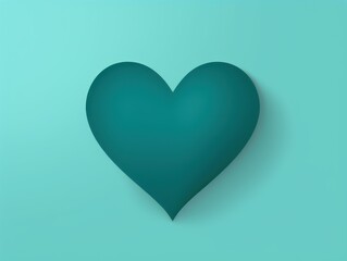Teal heart isolated on background, flat lay, vecor illustration
