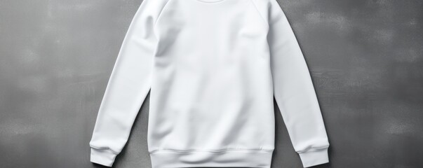 White blank sweater without folds flat lay isolated on gray modern seamless background 