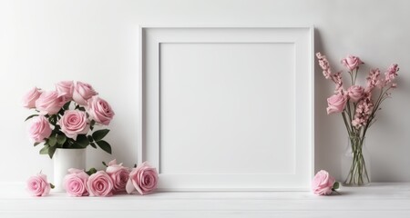  Elegance in simplicity - A bouquet of roses and a white door frame