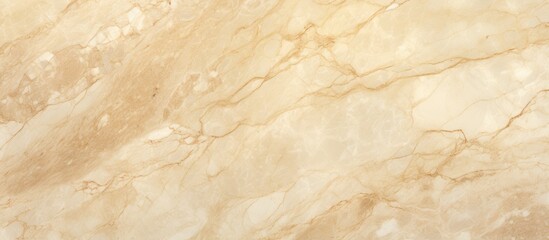 Detailed close-up view of a beige marble surface, showcasing the intricate patterns and textures of...