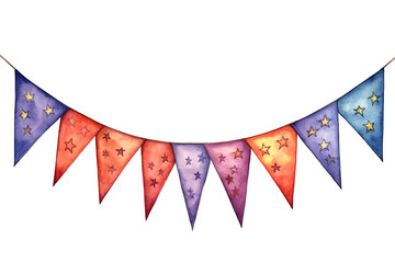 Fototapeta premium Watercolor banner and stars on white background.
