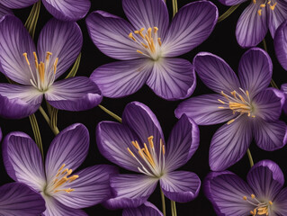 Seamless violet crocus flowers pattern. Wallpaper design. Generative ai
