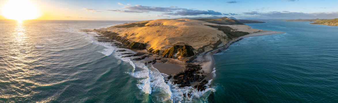 Rocky and sandy headland, hokianga harbour,  Northland, New Zealand