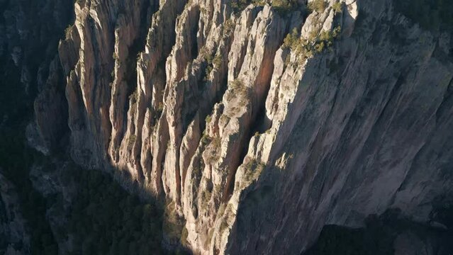 Aerial close up of copper canyon Mexico Chihuahua Barrancas del Cobre